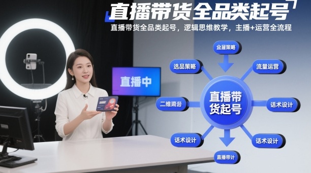 直播带货全品类起号,逻辑思维教学,主播+运营全流程-智云网
