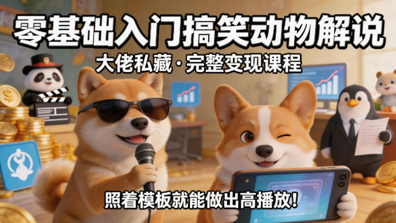 零基础入门搞笑动物解说,大佬私藏完整变现课程,照着模板就能做出高播放-智云网