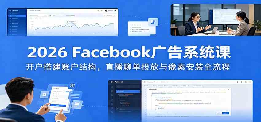 2026 Facebook广告系统课：开户搭建账户结构，直播聊单投放与像素安装全流程-智云网