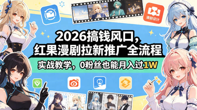 2026搞钱风口，红果漫剧拉新推广全流程实战教学，0粉丝也能月入过1W-智云网