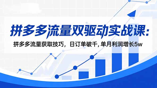 拼多多流量双驱动实战课:拼多多流量获取技巧,日订单破千,单月利润增长5w-智云网