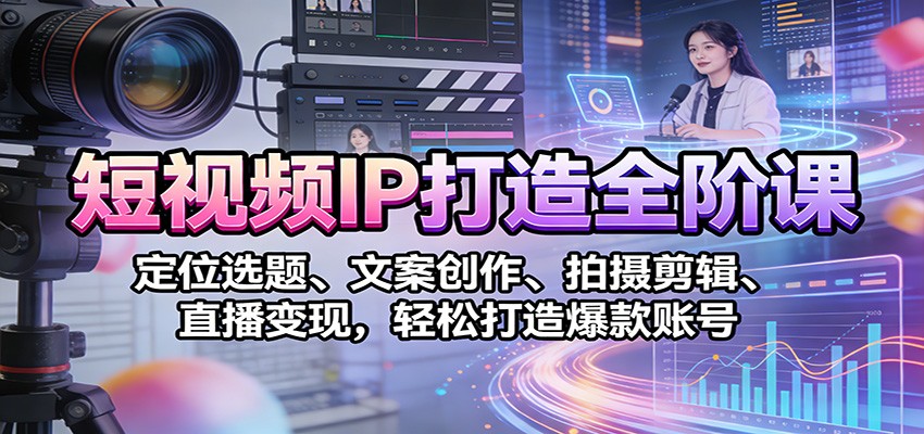 短视频IP打造全阶课:定位选题、文案创作、拍摄剪辑、直播变现,轻松打造爆款账号-智云网