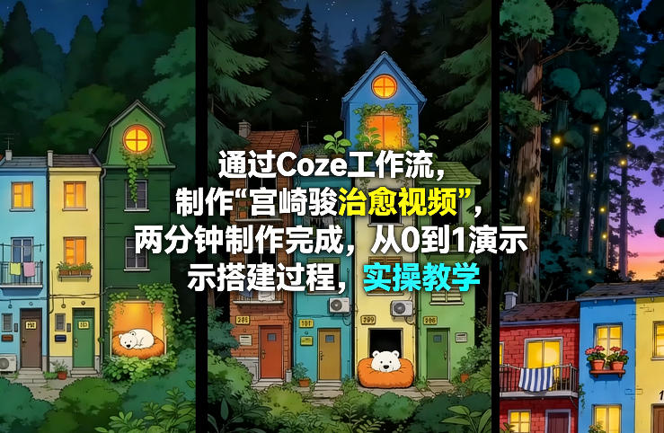 通过Coze工作流制作《宫崎骏治愈视频》，两分钟制作完成，从0到1演示搭建过程，实操教学-智云网