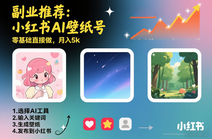 副业推荐:小红书AI壁纸号,零基础直接做,月入5k-智云网