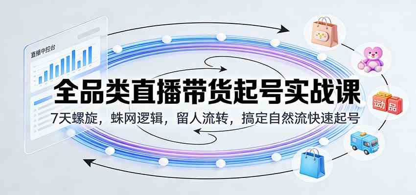 全品类直播带货起号实战课:7天螺旋,蛛网逻辑,留人流转,搞定自然流快速起号-智云网