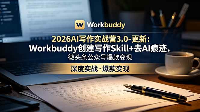 （18995期）2026AI写作实战营3.0-更新：Workbuddy创建写作Skill+去AI痕迹，微头条公众号爆款变现-智云网