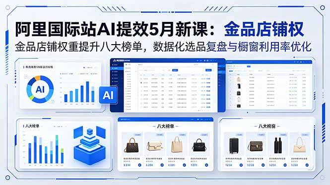 (18556期)阿里国际站AI提效5月新课:金品店铺权重提升八大榜单,数据化选品复盘与橱窗利用率优化-智云网