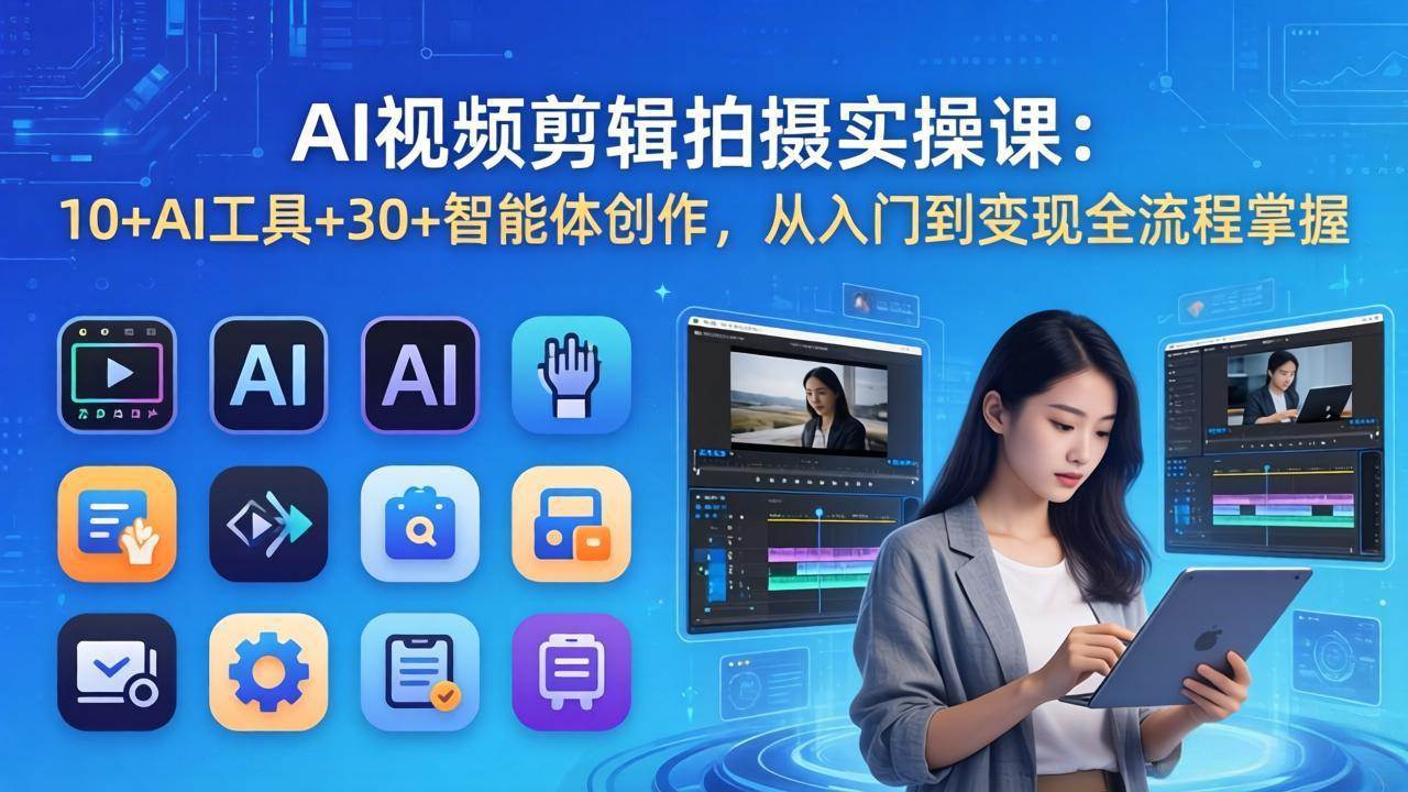 (17818期)AI 视频剪辑拍摄实操课:10+AI工具+30+智能体创作,从入门到变现全流程掌握-智云网