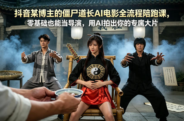 抖音某博主的僵尸道长AI电影全流程陪跑课,零基础也能当导演,用AI拍出你的专属大片-智云网