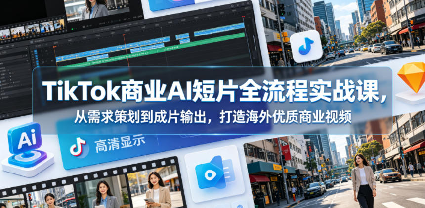 TikTok商业AI短片全流程实战课,从需求策划到成片输出,打造海外优质商业视频-智云网