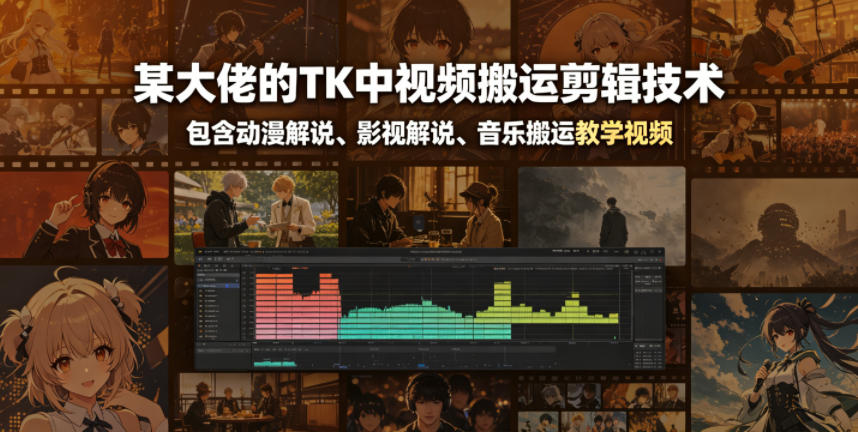 某大佬的TK中视频搬运剪辑技术，包含动漫解说、影视解说、音乐搬运教学视频-智云网