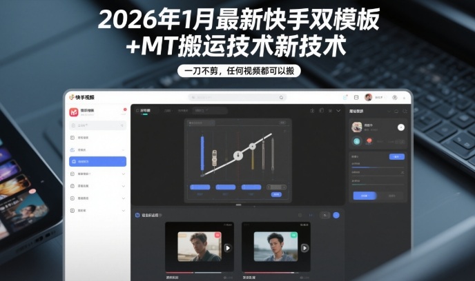 2026年1月最新快手双模板+MT搬运技术,一刀不剪,任何视频都可以搬-智云网