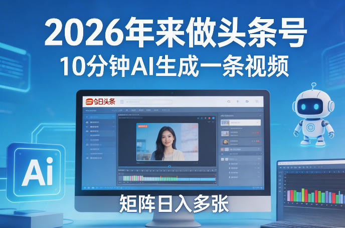 2026年来做头条号，10分钟AI生成一条视频，矩阵日入多张-智云网