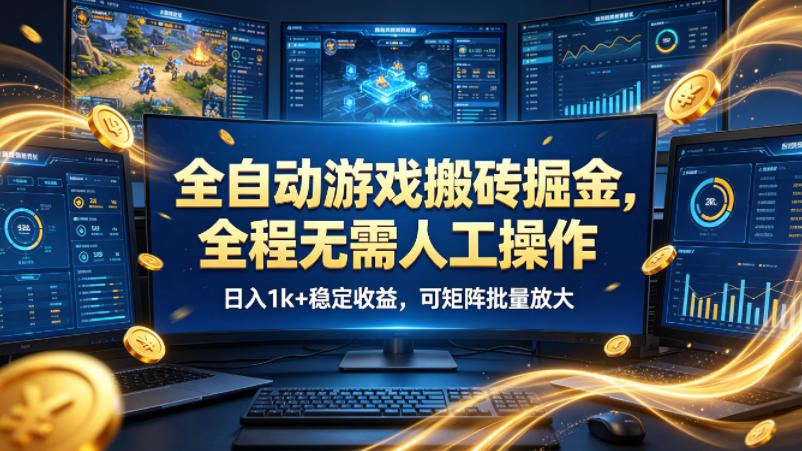 全自动游戏搬砖掘金,全程无需人工操作,日入1k+稳定收益,可矩阵批量放大【揭秘】-智云网