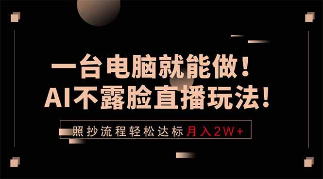 (18472期)一台电脑就能做!AI不露脸直播玩法,照抄流程轻松达标月入2W+-智云网