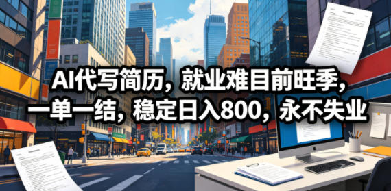 AI代写简历,就业难目前旺季,一单一结,稳定日入800,永不失业-智云网
