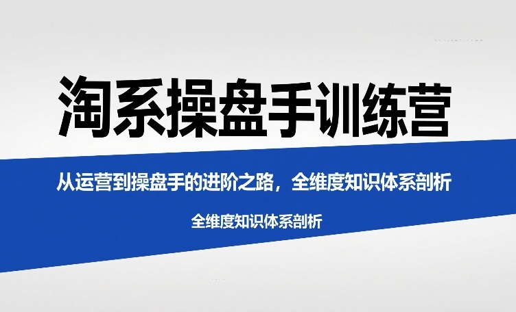 淘系操盘手训练营,从运营到操盘手的进阶之路,全维度知识体系剖析-智云网