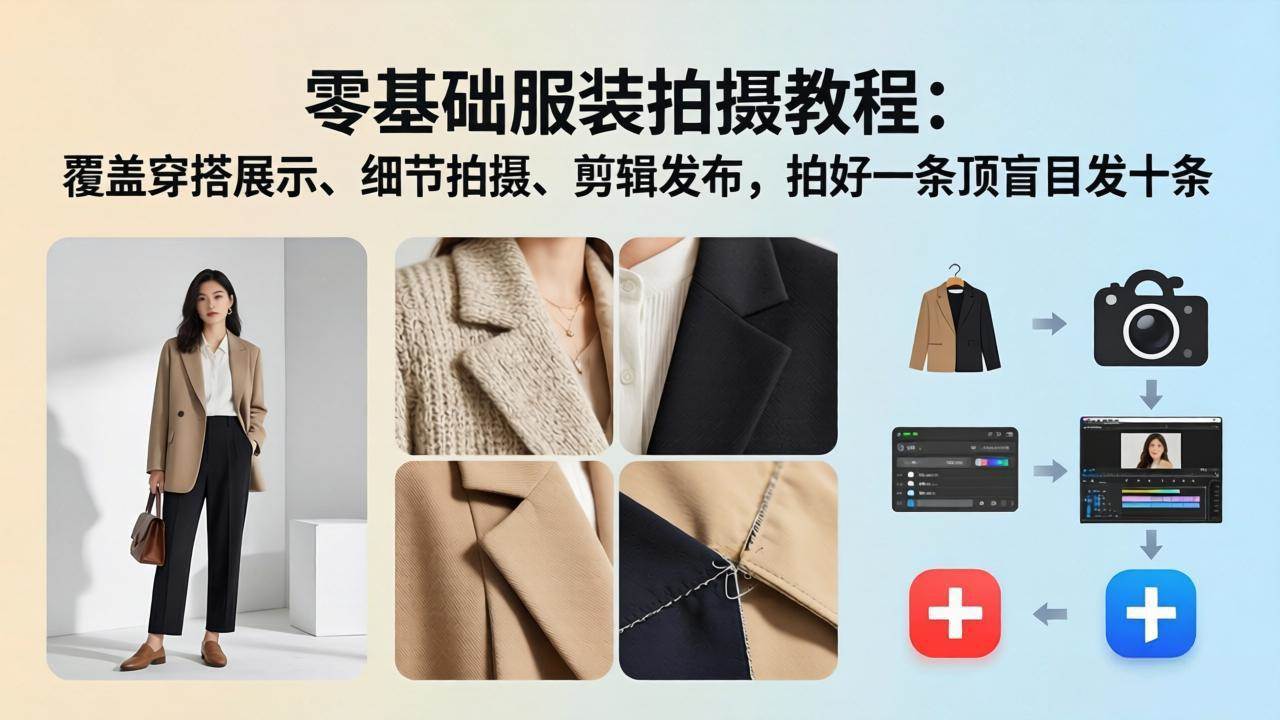 (17829期)零基础服装拍摄教程:覆盖穿搭展示、细节拍摄、剪辑发布,拍好一条顶盲目发十条 (17829期)零基础服装拍摄教程:覆盖穿搭展示、细节拍摄、剪辑发布,拍好一条顶盲目发十条