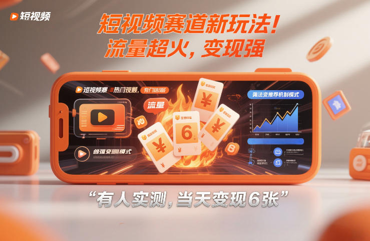 短视频赛道新玩法!流量超火,变现强,有人实测,当天变现6张-智云网