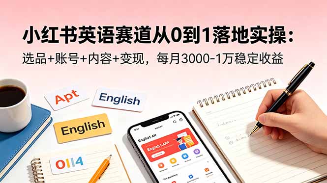 小红书英语赛道从0到1落地实操:选品+账号+内容+变现,每月3000-1万稳定收益-智云网