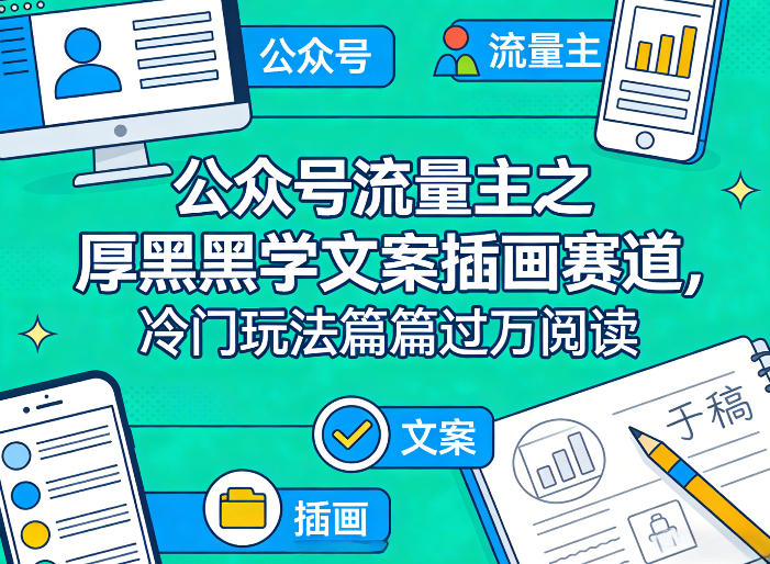 公众号流量主之厚黑学文案插画赛道,冷门玩法篇篇过万阅读-智云网