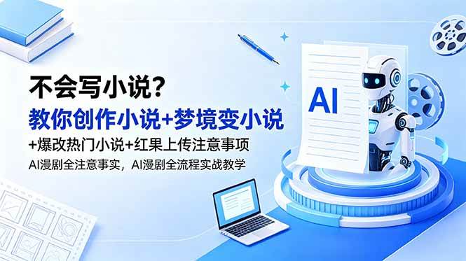 (18801期)不会写小说?教你创作小说+梦境变小说+爆改热门小说+红果上传注意事项,AI漫剧全流程实战教学-智云网