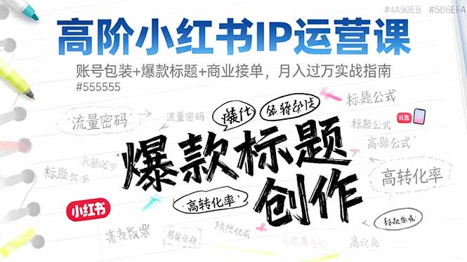 高阶小红书IP运营课：账号包装+爆款标题+商业接单，月入过万实战指南-智云网