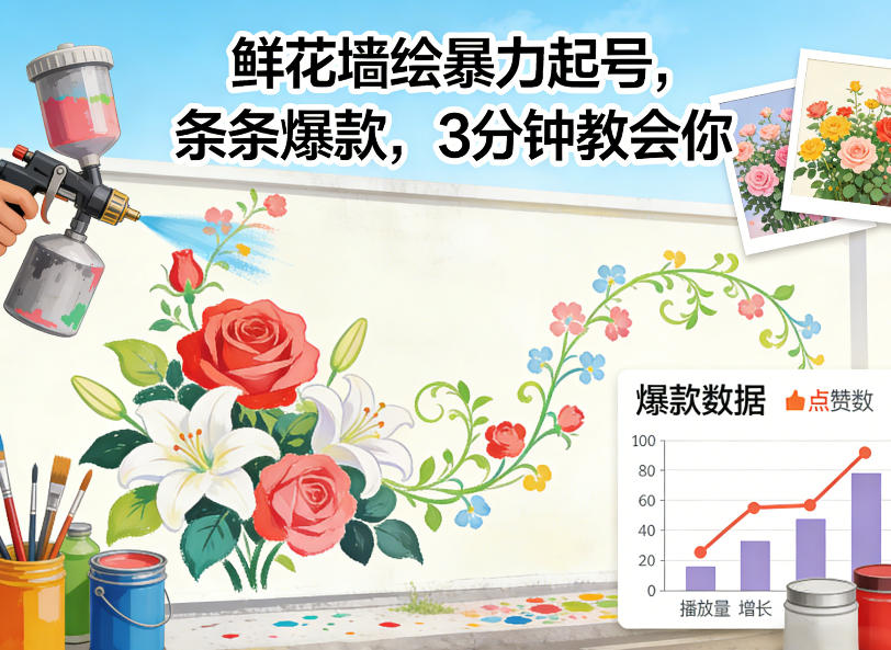 鲜花墙绘暴力起号,条条爆款,3分钟教会你-智云网