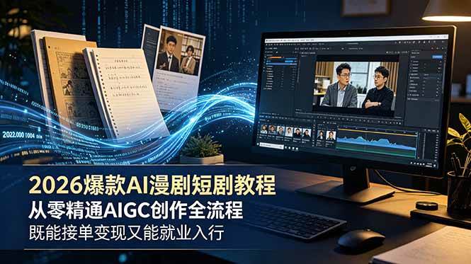 (18980期)2026 爆款 AI 漫剧短剧教程 从零精通 AIGC 创作全流程 既能接单变现又能就业入行-智云网