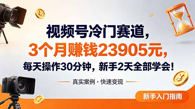 视频号冷门赛道,3个月变现23905元,新手2天学会 每天操作30分钟!-智云网