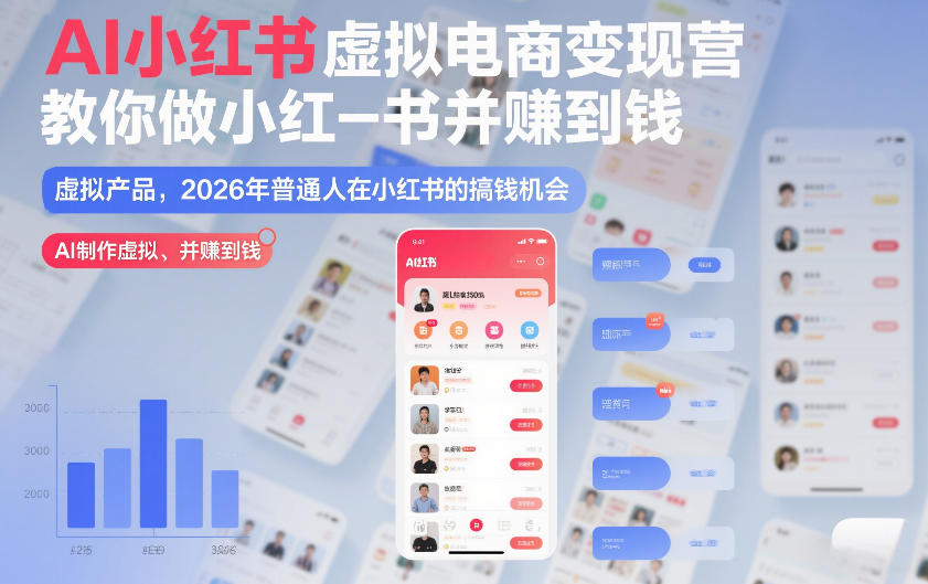 AI小红书虚拟电商变现营,教你做小红书并賺到钱,虚拟产品,2026年普通人在小红书的搞钱机会(更新中)-智云网