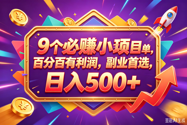 (18462期)9个必赚钱的小项目,百分百赚米,无脑简单,副业首选,日入380+-智云网