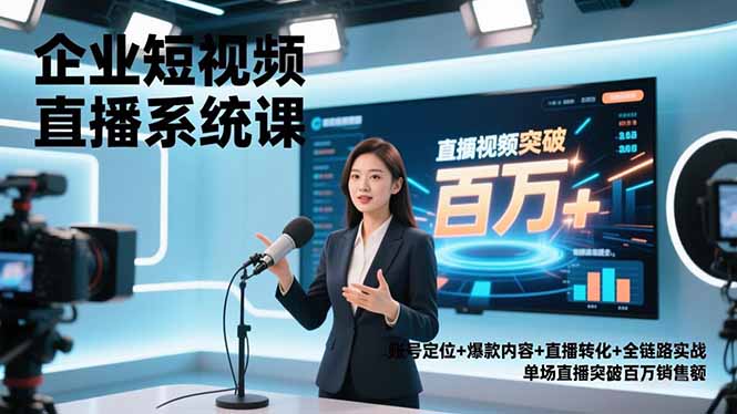 企业短视频直播系统课,账号定位+爆款内容+直播转化+全链路实战,单场直播突破百万销售额-智云网