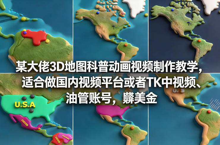 某大佬3D地图科普动画视频制作教学,适合做国内视频平台或者TK中视频、油管账号,賺美金-智云网