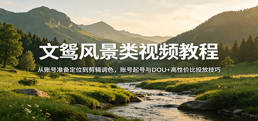 文鸳风景类视频教程:从账号准备定位到剪辑调色,账号起号与DOU+高性价比投放技巧-智云网