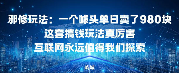 邪修玩法:一个噱头单日卖了980米这套搞钱玩法真厉害互联网永远值得我们探索-智云网