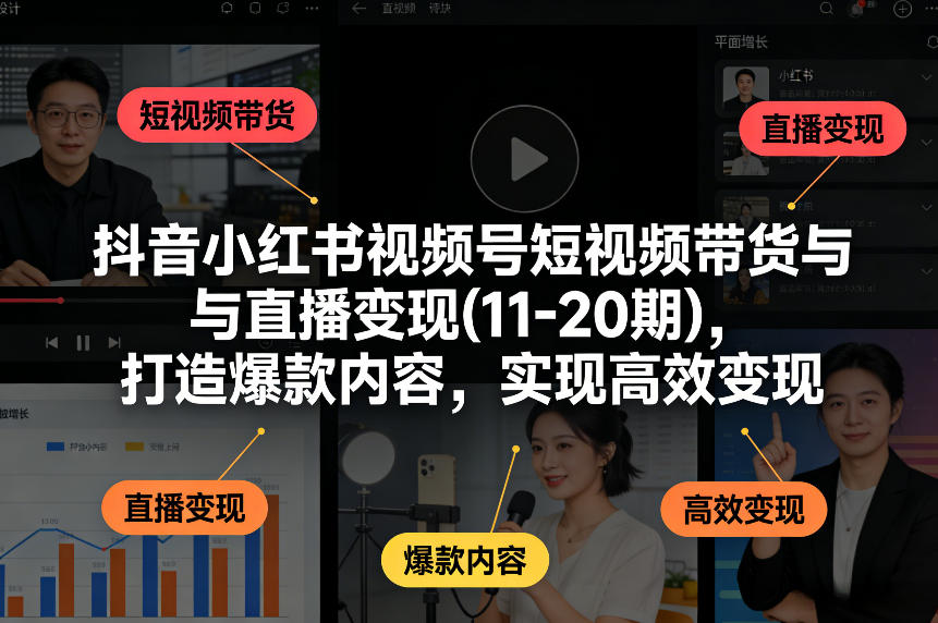 抖音小红书视频号短视频带货与直播变现(10-21期),打造爆款内容,实现高效变现(更新05月08日)-智云网