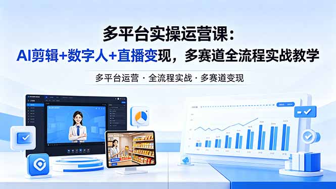 某团队多平台实操运营课-更新26年4月20:AI剪辑+数字人+直播变现,多赛道全流程实战教学-智云网