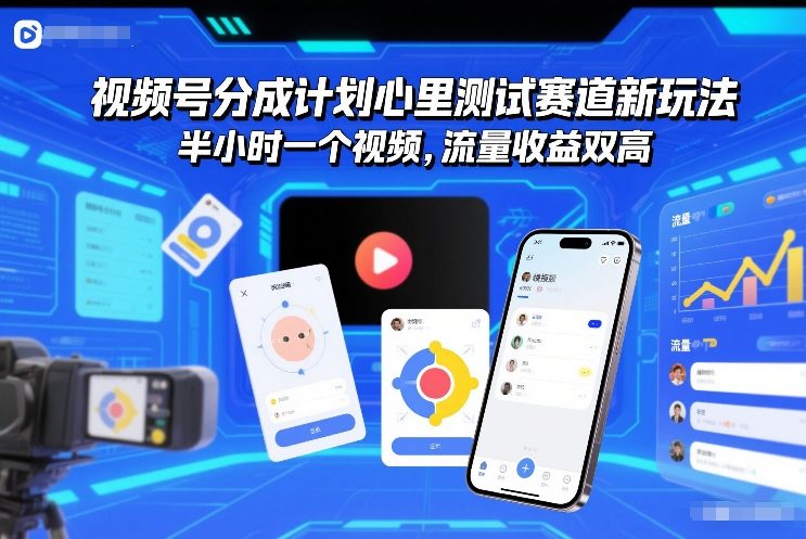 视频号分成计划心里测试赛道新玩法,半小时一个视频,流量收益双高-智云网