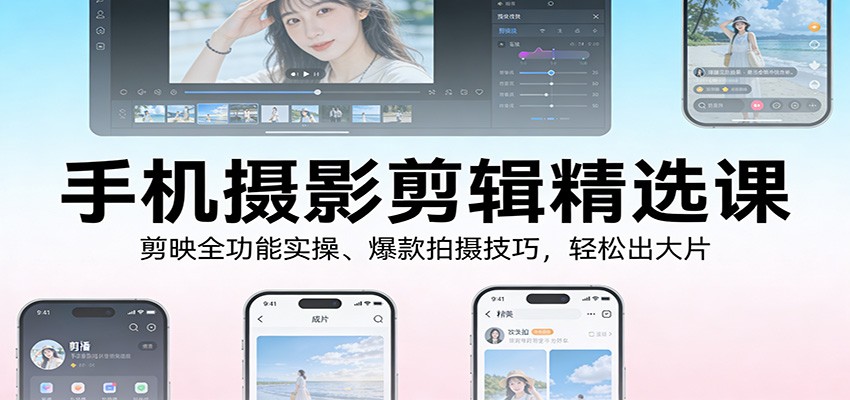 手机摄影剪辑精选课:剪映全功能实操、爆款拍摄技巧,轻松出大片-智云网