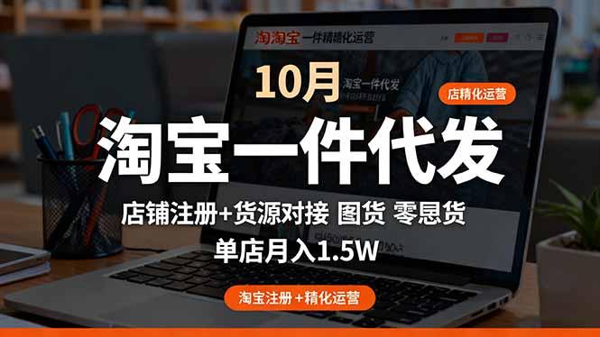 淘宝一件代发精细化运营-10月:店铺注册+货源对接+零囤货,单店月入1.5w-智云网