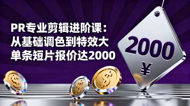 PR专业剪辑进阶课:从基础调色到特效大片的进阶技能,单条短片报价达2000-智云网