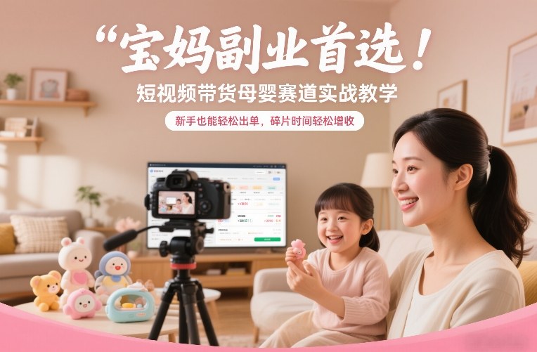 宝妈副业首选!短视频带货母婴赛道实战教学,新手也能轻松出单,碎片时间轻松增收-智云网