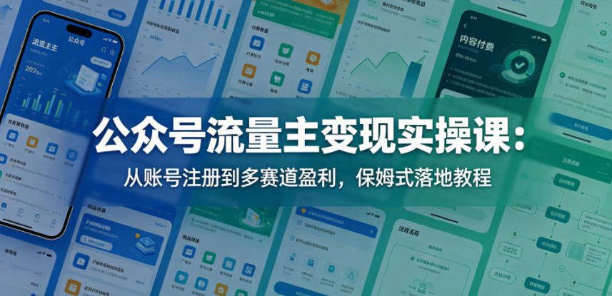 公众号流量主变现实操课：从账号注册到多赛道盈利，保姆式落地教程-智云网