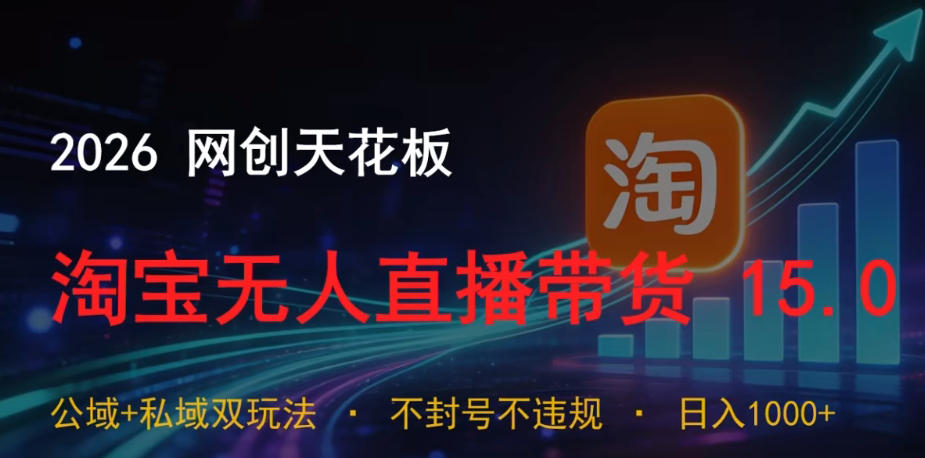 2026网创天花板,淘宝无人直播带货15.0,公域+私域双玩法,日入1k+,不违规不封号【揭秘】-智云网