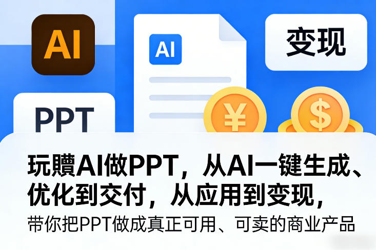 玩賺AI做PPT，从AI一键生成、优化到交付，从应用到变现，带你把PPT做成真正可用、可卖的商业产品-智云网