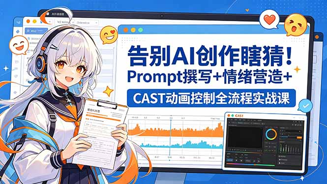 告别AI创作瞎猜!Prompt撰写+情绪营造+CAST动画控制全流程实战课-智云网