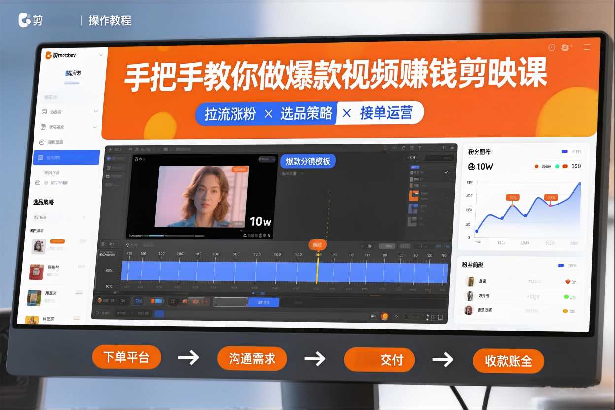 手把手教你做爆款视频赚钱剪映课,手把手教学拉流涨粉、选品策略和接单运营(更新2026)-智云网