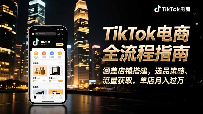 TikTok电商全流程指南,涵盖店铺搭建、选品策略、流量获取,单店月入过万-智云网