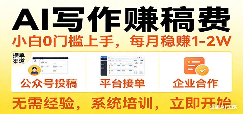 用AI写作赚稿费，提供接单渠道，每月稳赚1-2W，小白0门槛上手！-智云网